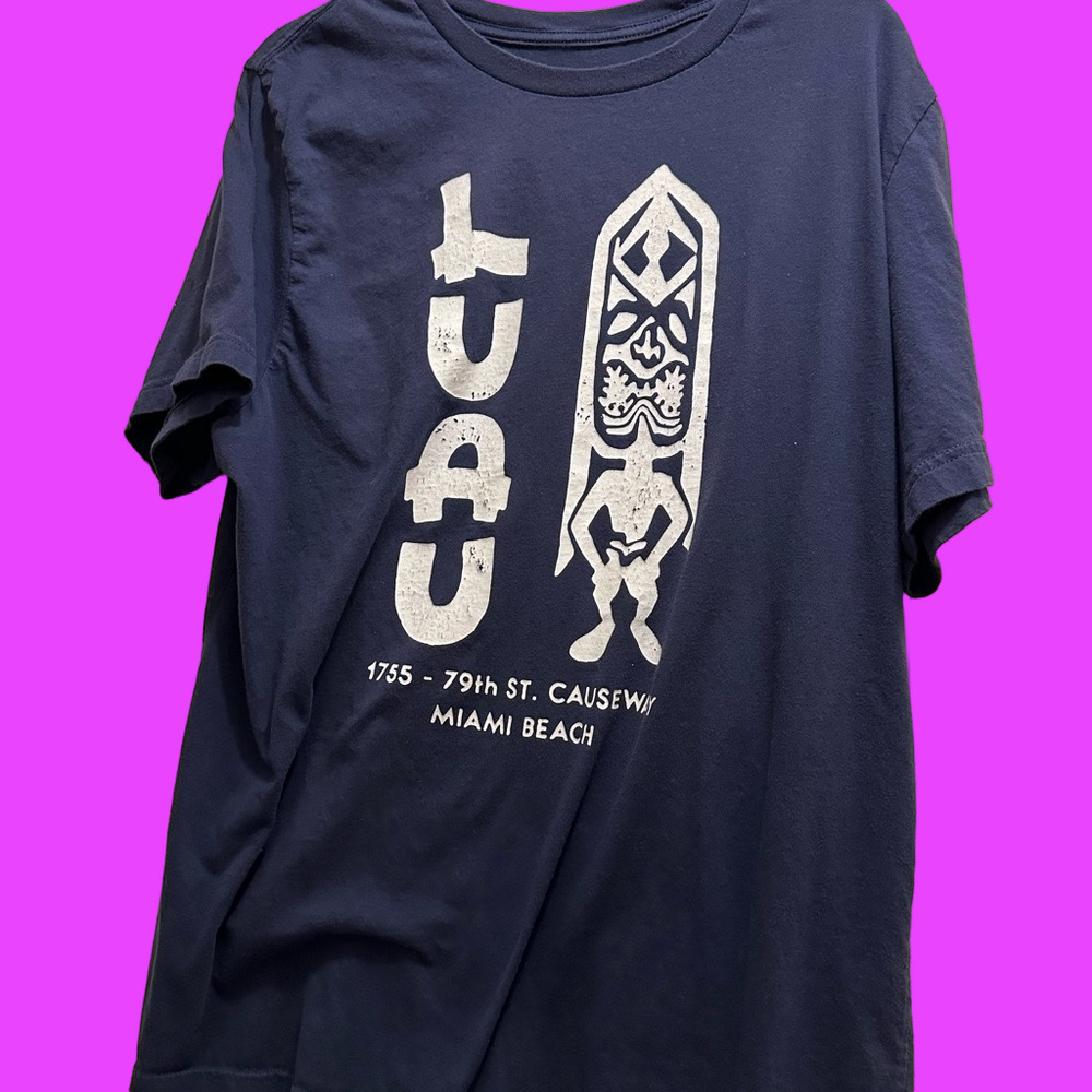 Navy Graphic Luau Tiki Bar T-Shirt